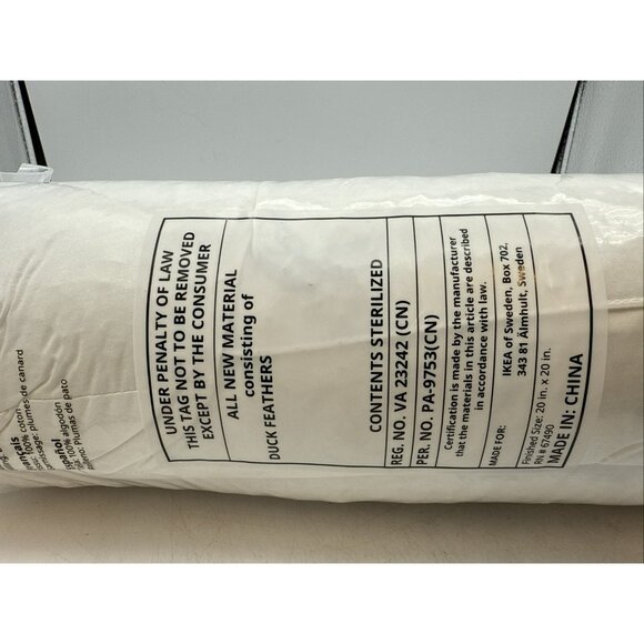 IKEA FJADRAR 20 X 20 Duck Feather Pillow Insert 602.621.88 - Picture 3 of 6